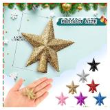 Hanaive Christmas Tree Topper Mini Star Small Treetop for Christmas Tree Star Ornaments Decorative for Home Xmas Holiday Party(Gold,1.77 Inch,Glitter)