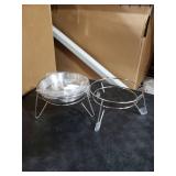 Elevated Cat Bowls,6.7 Extra Wide Raised Stainless Steel Cat Food Bowls with Anti-Slip Metal Stand Whisker Friendly Water Dishes for Indoor Cats and Small Dogs-2pack