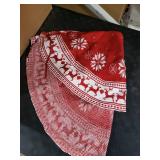 Dremisland Christmas Tree Skirt Rustic Christmas Tree Mat with Snowflake Reindeer Red Knitted Xmas Tree Skirts Thick Knitted Xmas Holiday Decoration New Year Home Party Decorations (Red, 36inch/90cm)