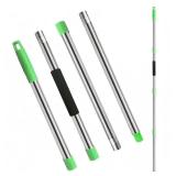 Xifando Mop Handle Replacement - 4-Section Adjustable from 30 to 58 - Durable Stainless Steel Mop Pole with American Thread Joint for Spin Mops & Brooms (Green)