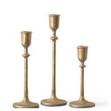 Antique Brass Candlestick Holders Set of 3, Cast Iron Taper Candle Holder for Dining Table Centerpiece, Wedding, Fireplace Mantel Decor, Vintage Tall Candle Stands, Christmas Decorations