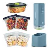 FoodSaver Mini Handheld Vacuum Sealer Machine with Marinate Setting & Charging Dock | Cordless Food Vacuum Sealer for Freezer, Storage, Sous Vide, Meal Prep | Blue