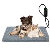 INVENHO Heated Dog Bed, Waterproof Adjustable Temperature Dog Cat Heating Pad with Timer, Indoor Pet Heating Pad for Cats Dogs Electric Pads for Dogs Cats, Pet Heated Pad (M: 28 x 20)