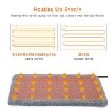 INVENHO Heated Dog Bed, Waterproof Adjustable Temperature Dog Cat Heating Pad with Timer, Indoor Pet Heating Pad for Cats Dogs Electric Pads for Dogs Cats, Pet Heated Pad (M: 28 x 20)