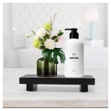 Renawe Small Black Bathroom Decor Tray for Counter Dish Soap Holder Wooden Pedestal Stand for Kitchen Sink Soap Dispenser Wood Risers Kitchen Accessories Countertop Vanity Counter Sponge Sink Tray