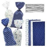 The Dreidel Company Hanukkah Cellophane Treat Bags Chanukah Themed Candy Bags Plastic Cellophane Assorted Bag Size 5 x 3 1/4 x 11 1 With 72 Silver Twist Ties for Hanukkah Decorations