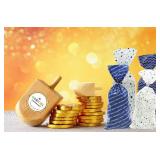 The Dreidel Company Hanukkah Cellophane Treat Bags Chanukah Themed Candy Bags Plastic Cellophane Assorted Bag Size 5 x 3 1/4 x 11 1 With 72 Silver Twist Ties for Hanukkah Decorations