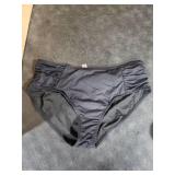 Tempt Me Women Black Bikini Bottoms Mid Waist Ruched Bathing Suit Swimsuit Full Coverage Swim Bottom M