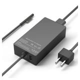 YBRUZRUB 65W Surface Pro Charger Compatible with Microsoft Surface Laptop 2 3, Surface Pro X 11 10 9 8 7 6 5 4 3, Surface Go 2 Go 3, Surface Book 1 2 Microsoft Surface Charger Power Supply Adapter