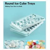 Ice Cube Tray with Lid and Bin Round Ice Cube Trays for Freezer, BPA-Free Food-Grade Ice Mold, Stackable Ice Ball Maker, Iced Bucket Kits, Circle Ice Tray for Cocktails, Whiskey, Coffee, and Drinks