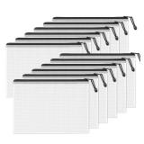 SUNEE Plastic Mesh Zipper Pouch 11x16 in (Black, MultiPacks) Extra Large Zip File Bags for Office Supplies, Cosmetics, Travel Storage, Bills, Accessories, Puzzles & Games Organizing Storage