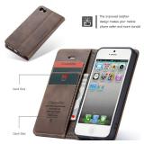 Cracedily for iPhone 5 / iPhone 5S / iPhone SE (2016) Case, Flip Wallet Leather Case with Card Holder Magnetic Closure Shockproof Kickstand Protective Phone Cases Cover for iPhone 5S,Coffee