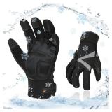 Vgo 1-Pair -4 or above 3M Thinsulate C100 Lined High Dexterity Touchscreen Synthetic Leather Winter Warm Work Gloves, Waterproof Insert (Size M, Black, SL8777FW)