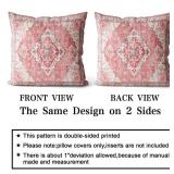 Snycler Pink Boho Throw Pillow Covers Set of 2 Boho Rug Carpet Double Sided Pattern Cotton Soft Pillow Case Cushion Cover Pillowcase for Garden Couch Sofa Bed Decorative 18x18 inch