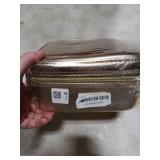 JUSRON Travel Makeup Bag With LED Mirror, Cosmetic Train Case with Light up Mirror, Portable Makeup Artist Organizer Bag with Adjustable Dividers, Makeup Brush Holder Storage (Rose Gold, Large)