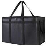 Bodaon Insulated Food Delivery Bag, XXXL Pizza Delivery Bags for Hot and Cold Food, Commercial, Large Capacity Reusable Warming Bag, Catering Cooler Bag for Rideshare, Warmers for Parties (Black, 1Pk)
