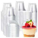 100 Pack 6 oz Plastic Cups with Dome Lids (No Hole),Crystal Clear PET Dessert Cups,Disposable Party Dessert Cups for Fruit,Parfait,Pudding,Yogurt,Ice Cream,Cold Drinks