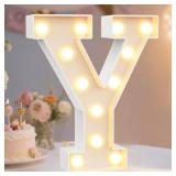 Pooqla LED Marquee Letter Lights Sign, Light Up Alphabet Letter for Home Party Wedding Decoration Y