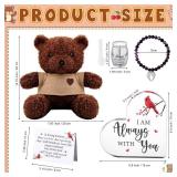 Kenning 5 Pcs Funeral Gift Set Cremation Stuffed Bear for Ashes with Spoon Tiny Urn Keepsake Acrylic Heart Shaped Memorial Plaque Decor Bracelet with Wings for Remember Loss of Loved One (Black)