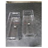 mDesign Small Plastic Office Storage Container Bins with Handles for Organization in Filing Cabinet, Closet Shelf, or Desk Drawers, Organizer for Notes, Pens, Pencils, Ligne Collection, 2 Pack - Clear