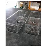 mDesign Small Plastic Office Storage Container Bins with Handles for Organization in Filing Cabinet, Closet Shelf, or Desk Drawers, Organizer for Notes, Pens, Pencils, Ligne Collection, 2 Pack - Clear