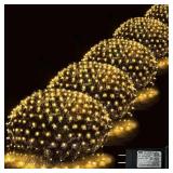 Christmas Net Lights, 510 LED Large Outdoor Net Mesh Lights for Bushes 28x5 ft, 8 Modes Waterproof Twinkle String Light Connectable for Christmas Hedge Yard Garden Party Decor, Warm White