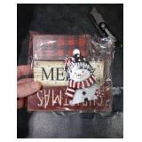 Lineshading 4 Pcs Winter Table Decoration Wooden Snowman Christmas Tiered Tray Decor Red Buffalo Plaid Block Signs Snowman Table Centerpiece Farmhouse Winter Decoration for Home Kitchen Shelf