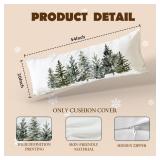 SNNDER Winter Christmas Pine Tree 20x54 Body Pillow Cover with Zipper, Holiday Winter Christmas Decor, Green Watercolor Xmas Tree Decorative Long Hug Pillow Cases for Bed Couch