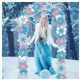 eBoot 3 Pcs Winter Door Banner - ICY-Inspired Blue Purple Snowflake Door Frame with PVC Rope, Polyester Home Hanging Banner Outdoor Indoor Wall Decor for ICY Birthday Wonderland Party Supplies
