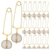 20 Pcs Loose Leaf Tea Infuser Stainless Steel Mesh Snap Tea Ball with Handle Tea Strainers Metal Tea Filter Reusable Tea Steeper with Tong Pincer in Bulk (Gold)