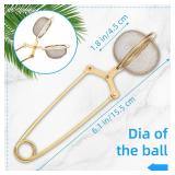 20 Pcs Loose Leaf Tea Infuser Stainless Steel Mesh Snap Tea Ball with Handle Tea Strainers Metal Tea Filter Reusable Tea Steeper with Tong Pincer in Bulk (Gold)