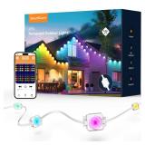 SmartDawn Permanent Outdoor Lights, 100FT 64 Bulbs RGBIC LED Outdoor String Lights, DIY Scene Mode, IP68 Waterproof Christmas Lights for Daily Decor, House Roof, Holiday Decorations, Outside