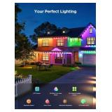 SmartDawn Permanent Outdoor Lights, 100FT 64 Bulbs RGBIC LED Outdoor String Lights, DIY Scene Mode, IP68 Waterproof Christmas Lights for Daily Decor, House Roof, Holiday Decorations, Outside