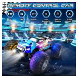 Rcjoyou Remote Control Car, 2WD Off-Road Rc Truck, 20 KM/H All-Terrain RC Cars with Headlights & Body Lights, 2.4GHz, 2 Batteries, Remote Control Car for Boys 4-7 8-12, Gift Toys for Boys Girls