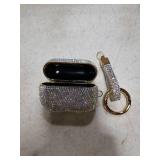 Sparkly Diamond Case for AirPods Pro 1&2 Generation with Keychain, Shockproof Protective Premium Bling Rhinestone Cover Skin Compatible with AirPods Charging Case (AB+Gold Plated)