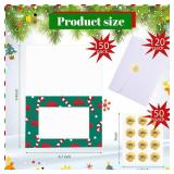 Zhanmai BULK Christmas Photo Frame Greeting Cards with Envelopes and Stickers Christmas Cute Holiday Gift Card Set Holder Vintage Christmas Cards Assortment for 4 x 6 Photos