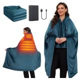 Electric Heated Blanket Battery Operated,20000mAh,Cordless Heated Shawl For Neck & Shoulders And Back,Heating Throw Blanket With Zipper,Smooth Flannel,3 Heating Levels,Up to 8 Hrs,Gifts for Mom Women