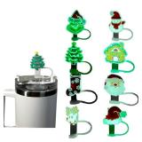 0.4 Luminous Straw Cover Cap for Stanley 30&40 oz Tumbler Cups, Glow in the Dark BULK 10mm Wide Cute Silicone Straw Topper Tips Lids Protectors for Compatible with Stanley Accessories - Christmas