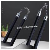 Safe Solid Rubber Nunchucks Nunchakus with Steel Chain and Bearing Ball System only for Adults and Professionals Perform, Practice, Exercise (1Pcs)