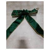 Vintage Green Wreath Bow - 20 * 11 Inch Golden Edged Velvet Tree Topper Ornament for Xmas, Winter, Home, Outdoor, Indoor, Party