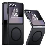 FNDMIL NO.1 Magnetic for Samsung Galaxy Z Flip 7 Case Compatible with MagSafe [Military Grade Drop Tested][Translucent Matte][Anti-Fingerprint] Soft Silicone Bumper for Samsung Flip 7 Case Slim,Black 