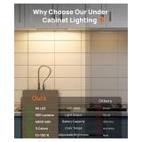 Under Cabinet Lighting Wireless,16 inch LED Motion Sensor Light Indoor, USB Rechargeable Closet Lights with Remote Control, 3 Color Temps Under Counter Lights for Kitchen, Wardrobe, Stairs, 4 Pack