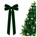goemus BULK Red Velvet Christmas Tree Bows Door Garland Decor Vintage Wreath Bow Suitable for Christmas Trees (Green)