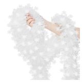 33 FT Christmas Snowflake Tinsel Garland, White Metallic Twist Foil Tinsel Garland with Snowflake Xmas Hanging Decoration for Christmas Tree Wedding Birthday Home Party Decoration