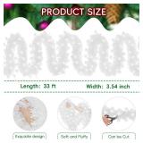 33 FT Christmas Snowflake Tinsel Garland, White Metallic Twist Foil Tinsel Garland with Snowflake Xmas Hanging Decoration for Christmas Tree Wedding Birthday Home Party Decoration