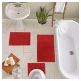 LuxUrux Red Bathroom Rugs Set-Extra-Soft Plush Bath mat Shower Bathroom Rugs,1