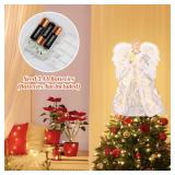 PEEKI Christmas Tree Topper, 15 Angel Treetop with Lights and Remote Control Timer, Christmas Tree Decoration for Holiday Ornament and Home Decor, Silver