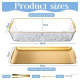 Baderke 1 Set 16 x 9.45 Chilled Serving Tray for Parties with Compartments and Lid Charcuterie Serving Board Ice Rectangle Chilled Party Platter for Seafood Vegetable Fruit Shrimp Cocktail (Gold)