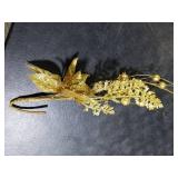 Oairse 3 Pcs Gold Artificial Poinsettia Flowers Picks Glitter Christmas Floral Picks and Sprays Christmas Fake Flowers Stems with Berries Pine Branches Fillers for for DIY Centerpieces Vase Decor