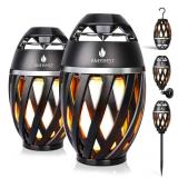 ANERIMST Outdoor Bluetooth Speakers, Waterproof Wireless Speakers with Torch Flame Light, Cool Gadgets for Men Women, LED Lantern for Gardening Camping Patio Hot Tub, 2 Pack (Black)